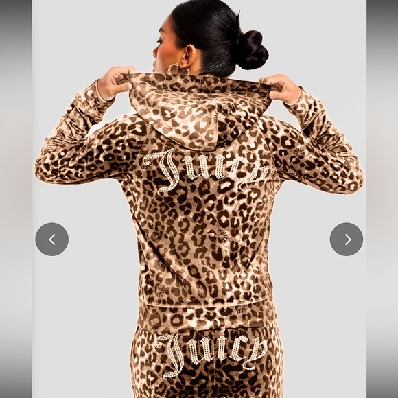NWT JUICY COUTURE animal print small bling Velour Tracksuit  Set -Ocelot - Picture 2 of 16